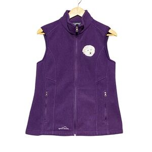 Eddie Bauer Purple Fleece‎ Vest Women's Size Medium Custom Dog Poodle Embroidery